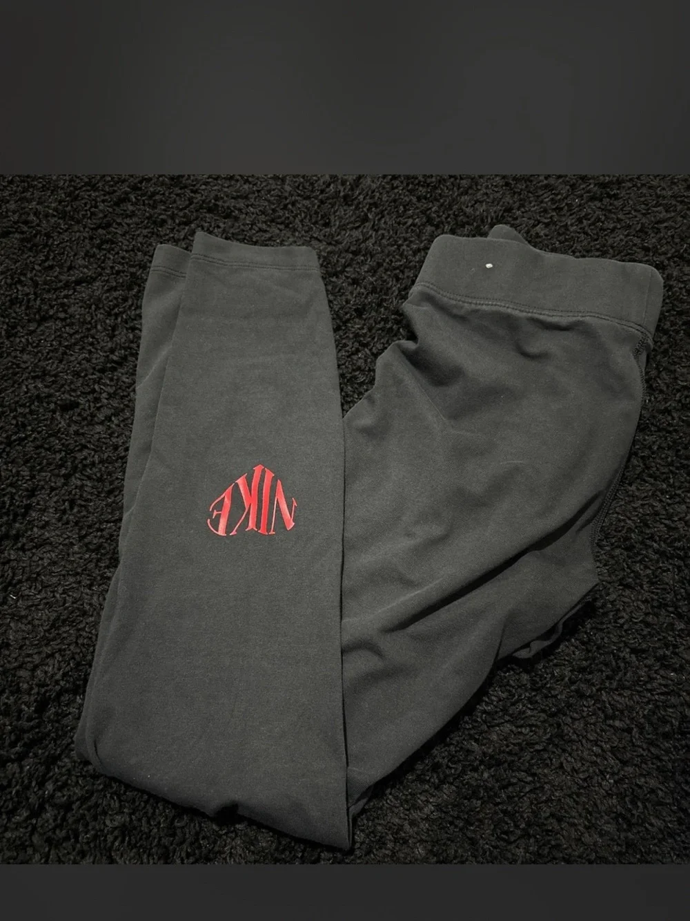 Nike Black Leggings with Red Logo Accent